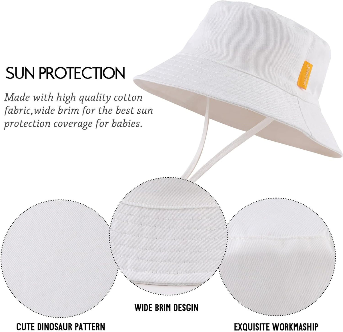 JANGANNSA Cotton Baby Sun Hat Infant Toddler Boys Girls Bucket Hats Summer Sun Protection Kids