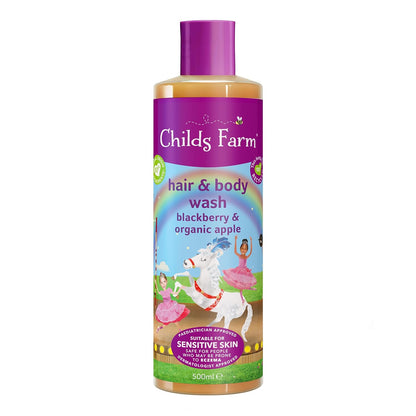 Childs Farm, Kids Hair & Body Wash for Dry, Sensitive Skin, Blackberry & Organic Apple, Gently