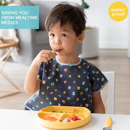 Bumkins Bibs - Toddler Bibs, Waterproof, Large for 1-3 Years, Short Sleeve