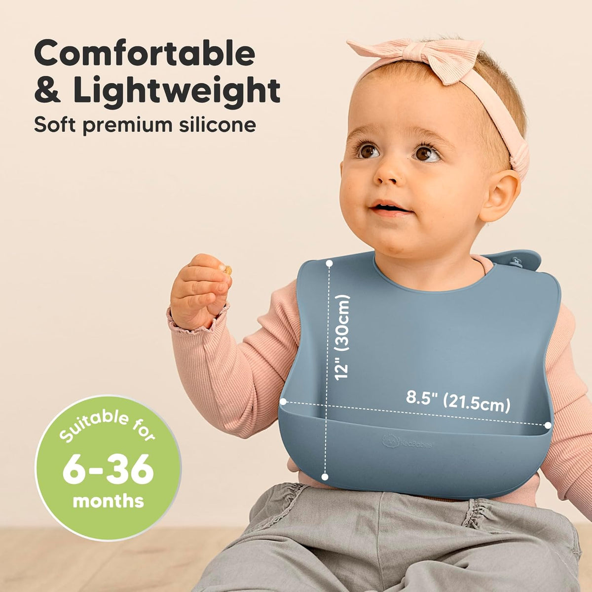 KeaBabies 2-Pack Silicone Baby Bibs for Eating - Sturdy Food-Grade Silicone Bibs for Babies Girl