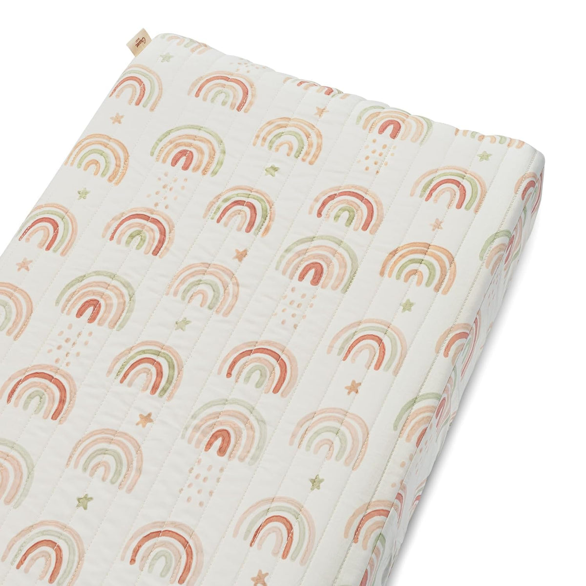 Crane Baby Quilted Changing Pad Cover, 100% Cotton Sateen, 16 X 32, Secure Elastic Fit, Machine