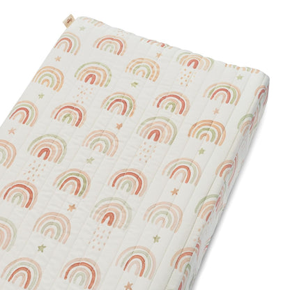 Crane Baby Quilted Changing Pad Cover, 100% Cotton Sateen, 16 X 32, Secure Elastic Fit, Machine