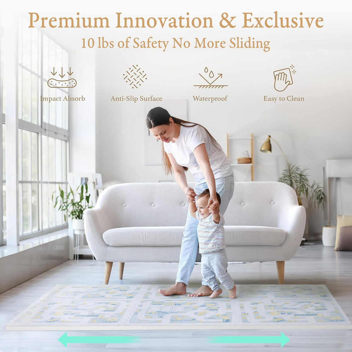 Premium Baby Foam Play Mats -Stylish Floor & Exercise Puzzle Mat for Toddlers & Kids- 6 Soft