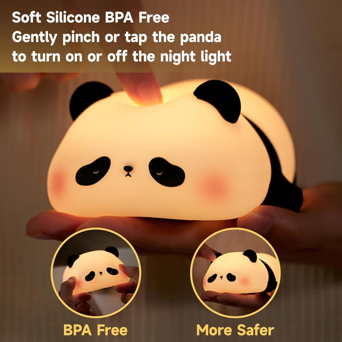 Cute Duck Lamp,Fun Lying Flat Duck/Chicken/Pig/Rabbit/Panda Night Light,LED Squishy Animal Novelty