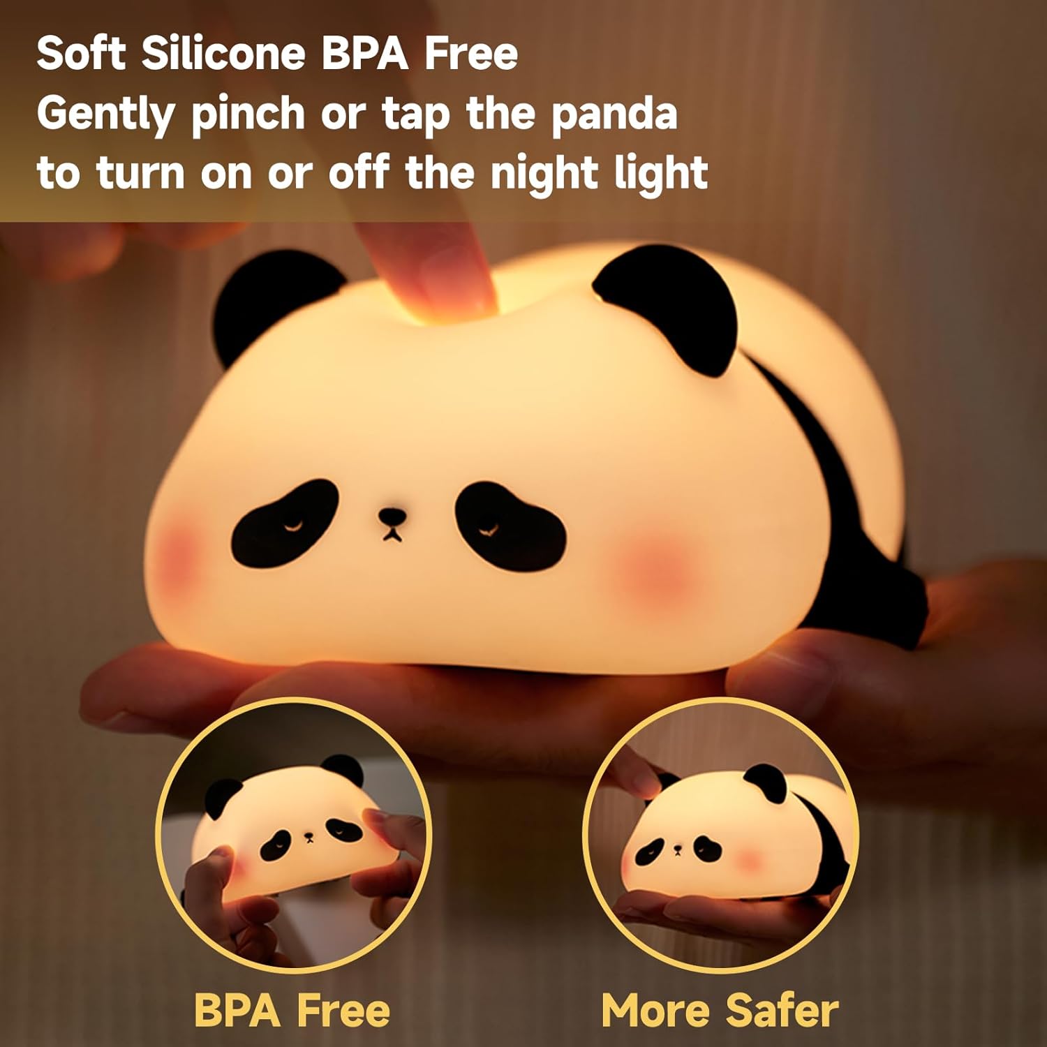 Cute Duck Lamp,Fun Lying Flat Duck/Chicken/Pig/Rabbit/Panda Night Light,LED Squishy Animal Novelty
