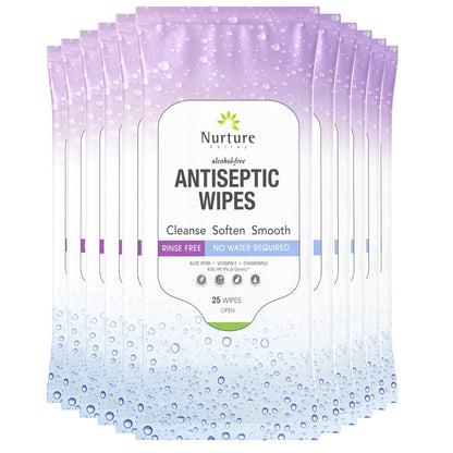 Nurture XL Antibacterial Body & Hand Wipes | Alcohol-Free Antiseptic Wet Sanitizer Towelettes for