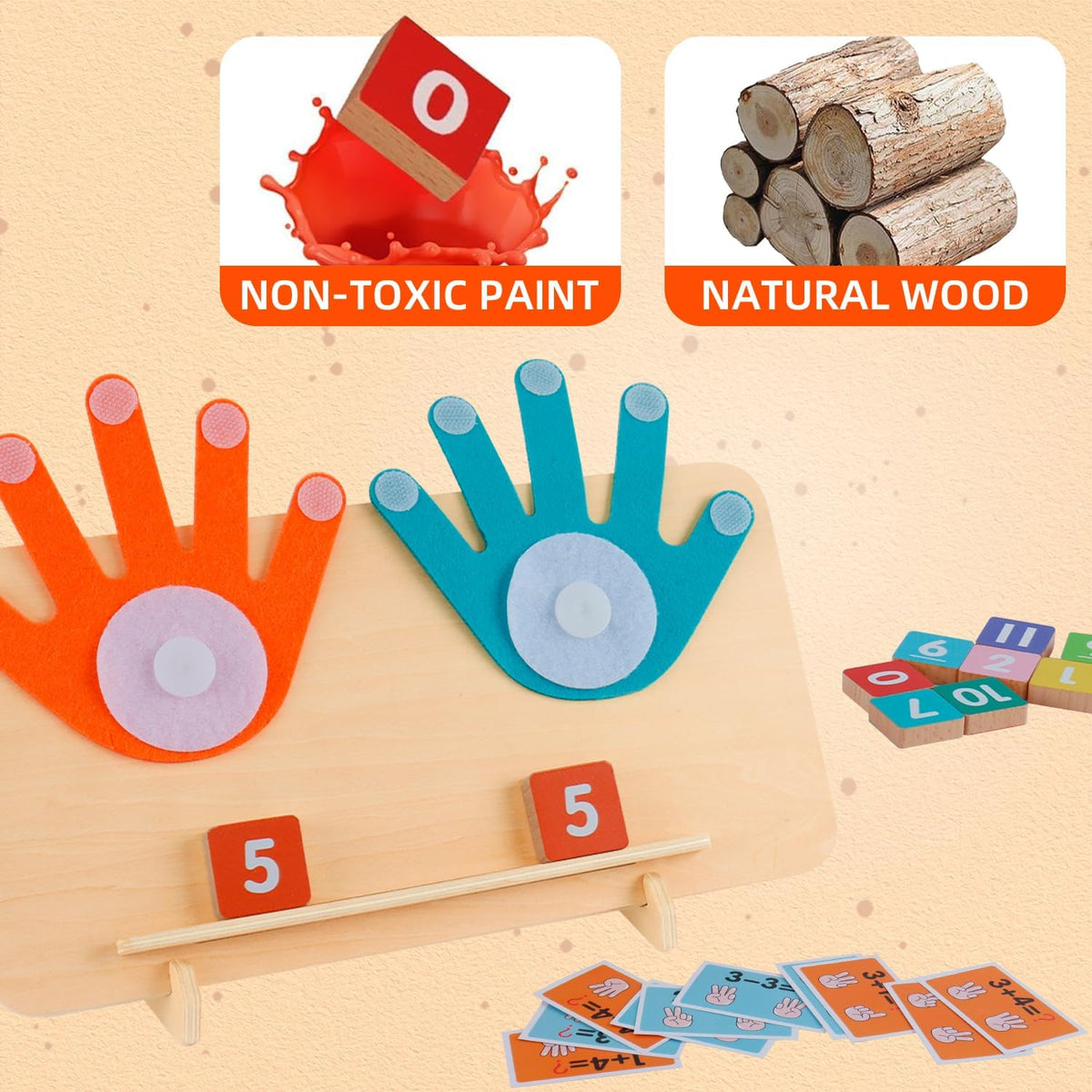 Preschool Learning Toys for Toddlers 3+ Years, Educational Number Counting Blocks for Kids