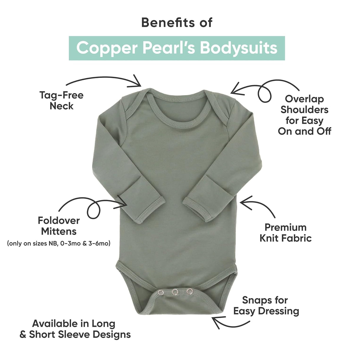Copper Pearl Long Sleeve Bodysuit Baby: Ultra Soft Baby for Newborns, Boys, and Girls - Stylish