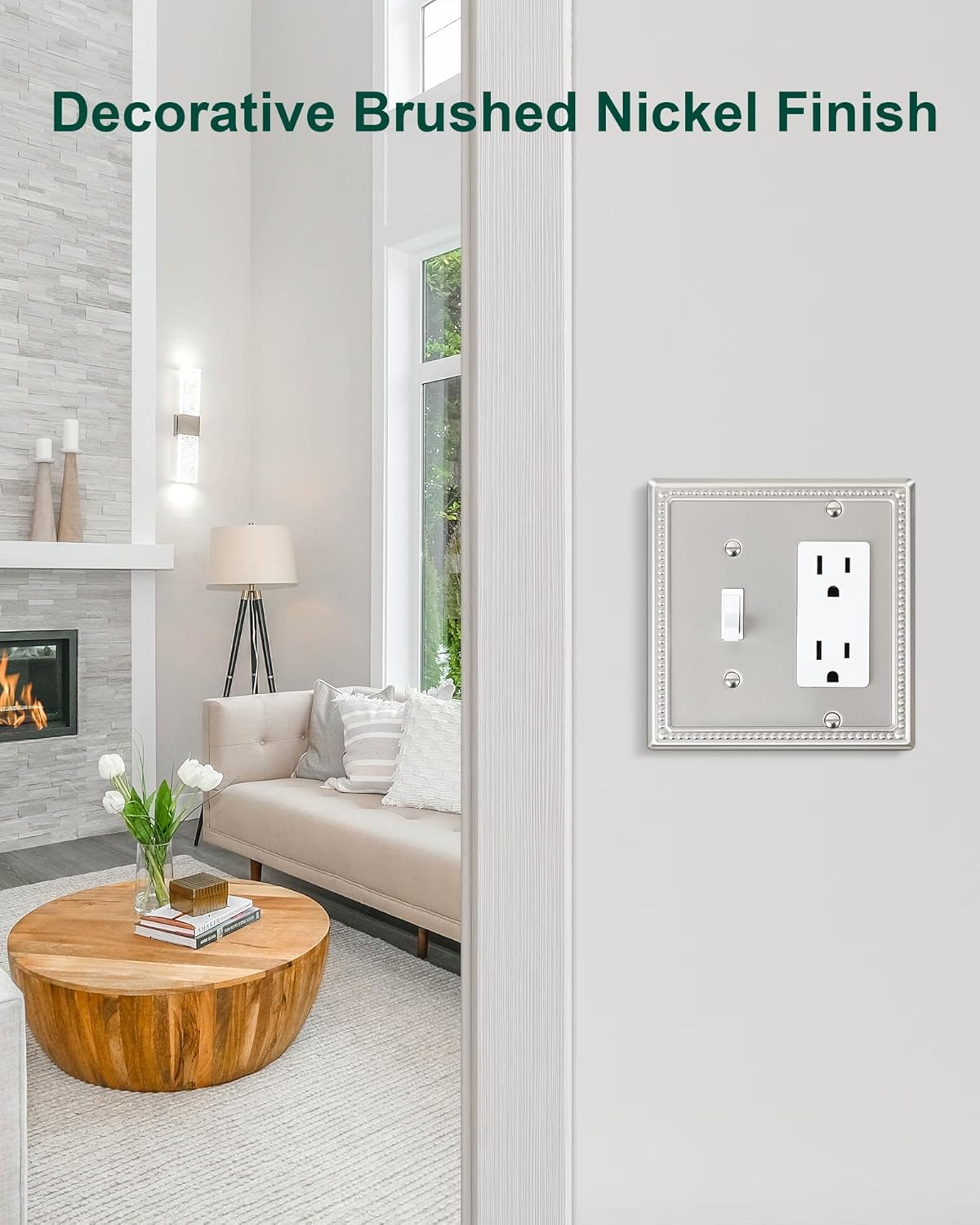 2-Pack Combo Toggle/Decorator Light Switch Cover Plate, Pearls Decorative Metal Wall Switch Plates