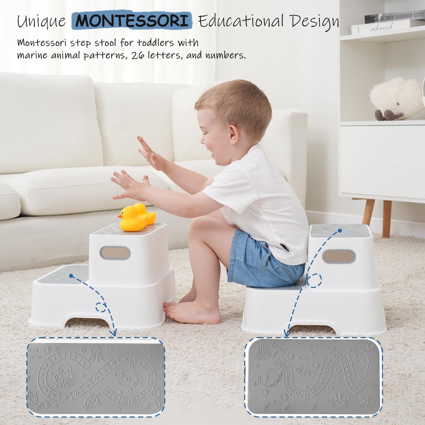 Harwaya Toddler Step Stool for Bathroom Sink 2 Pack, Kids Step Stools for Toilet Potty Training