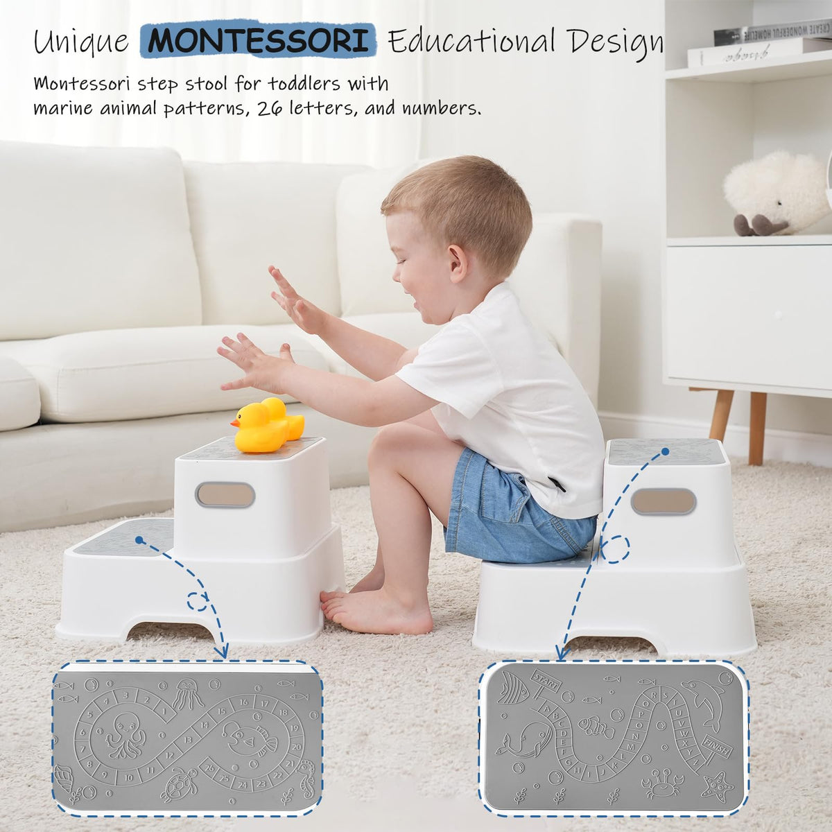 Harwaya Toddler Step Stool for Bathroom Sink 2 Pack, Kids Step Stools for Toilet Potty Training