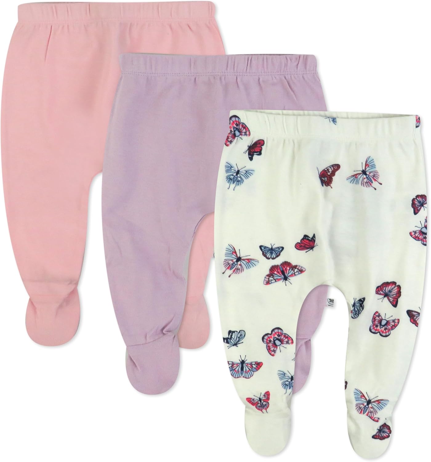 HonestBaby 3-pack Footed Pants Roomy Fit Pull on Bottoms 100% Organic Cotton for Infant Baby Boys