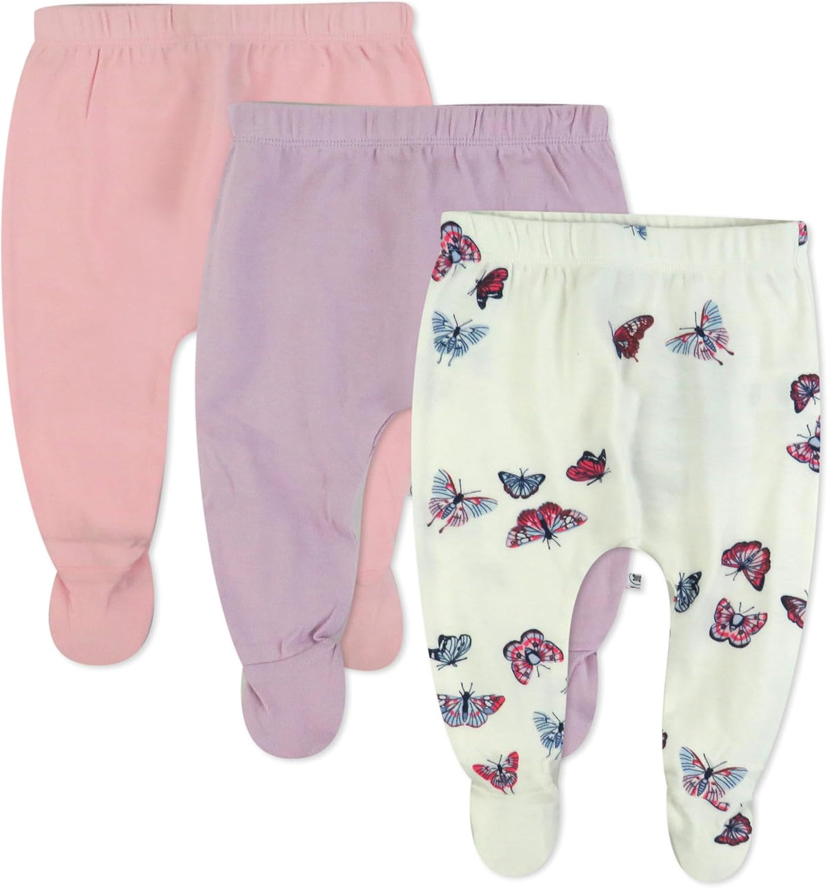 HonestBaby 3-pack Footed Pants Roomy Fit Pull on Bottoms 100% Organic Cotton for Infant Baby Boys