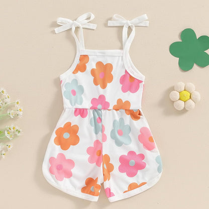 WZTYYDS Toddler Baby Girl Summer Clothes Floral Romper Tie-Up Strap Halter Jumpsuit Infant Summer
