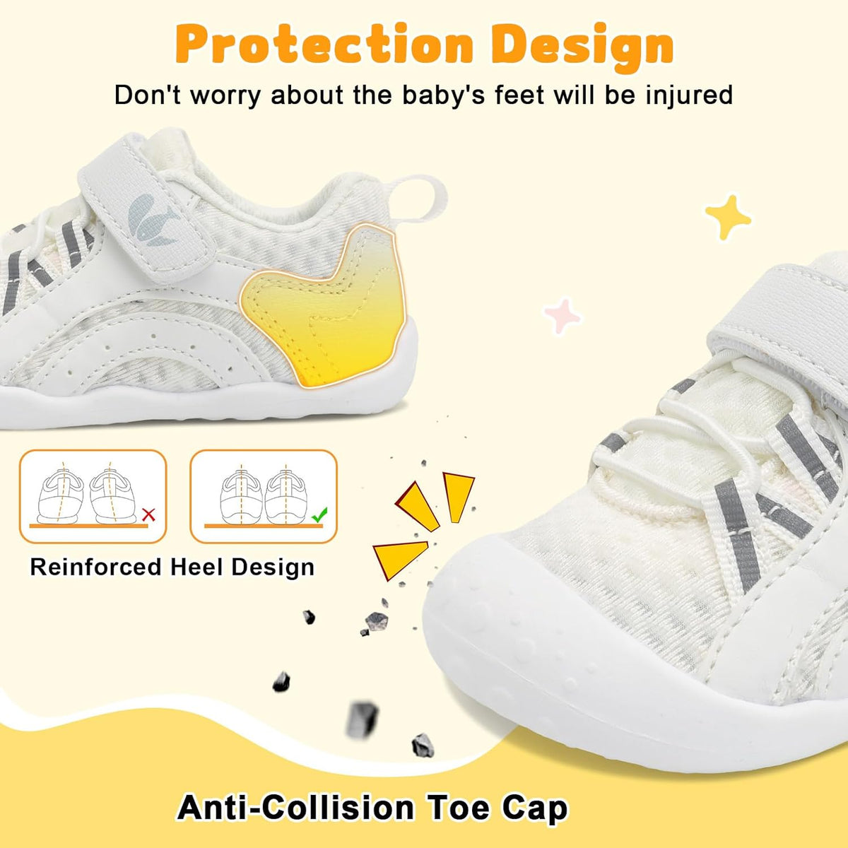 FEETCITY Wide Baby Shoes Boys Girls Baby Barefoot Shoes Breathable Infant Walking Shoe Crib Sock
