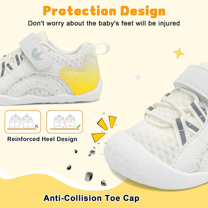FEETCITY Wide Baby Shoes Boys Girls Baby Barefoot Shoes Breathable Infant Walking Shoe Crib Sock