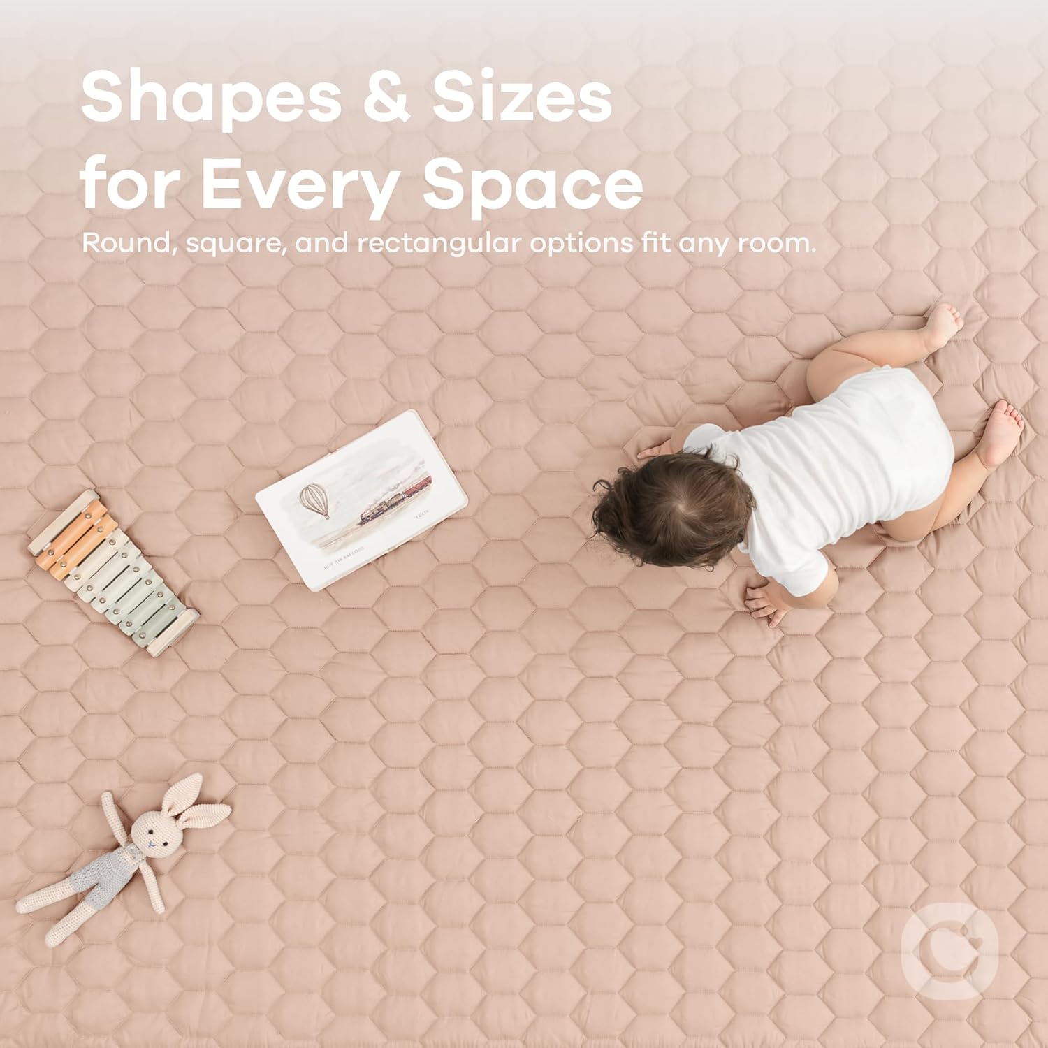 Comfy Cubs Round Kids Play Mat - Medium 48 inches Soft Quilted Baby Floor Mat with Non-Slip Bottom