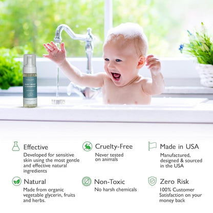 SoCal Suds & Company Gentle Botanical Baby Wash for Sensitive Skin - 2-in-1 Organic Foaming Shampoo