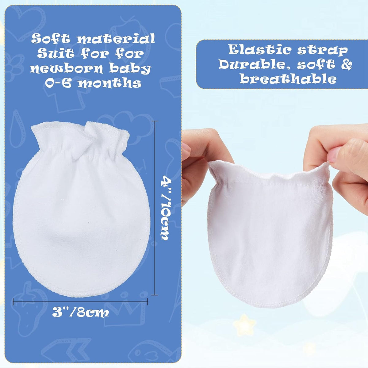 Syhood 6 Pairs Newborn Baby Mittens Cotton No Scratch Infant Gloves Mitten for Baby 0-6 Months Boys