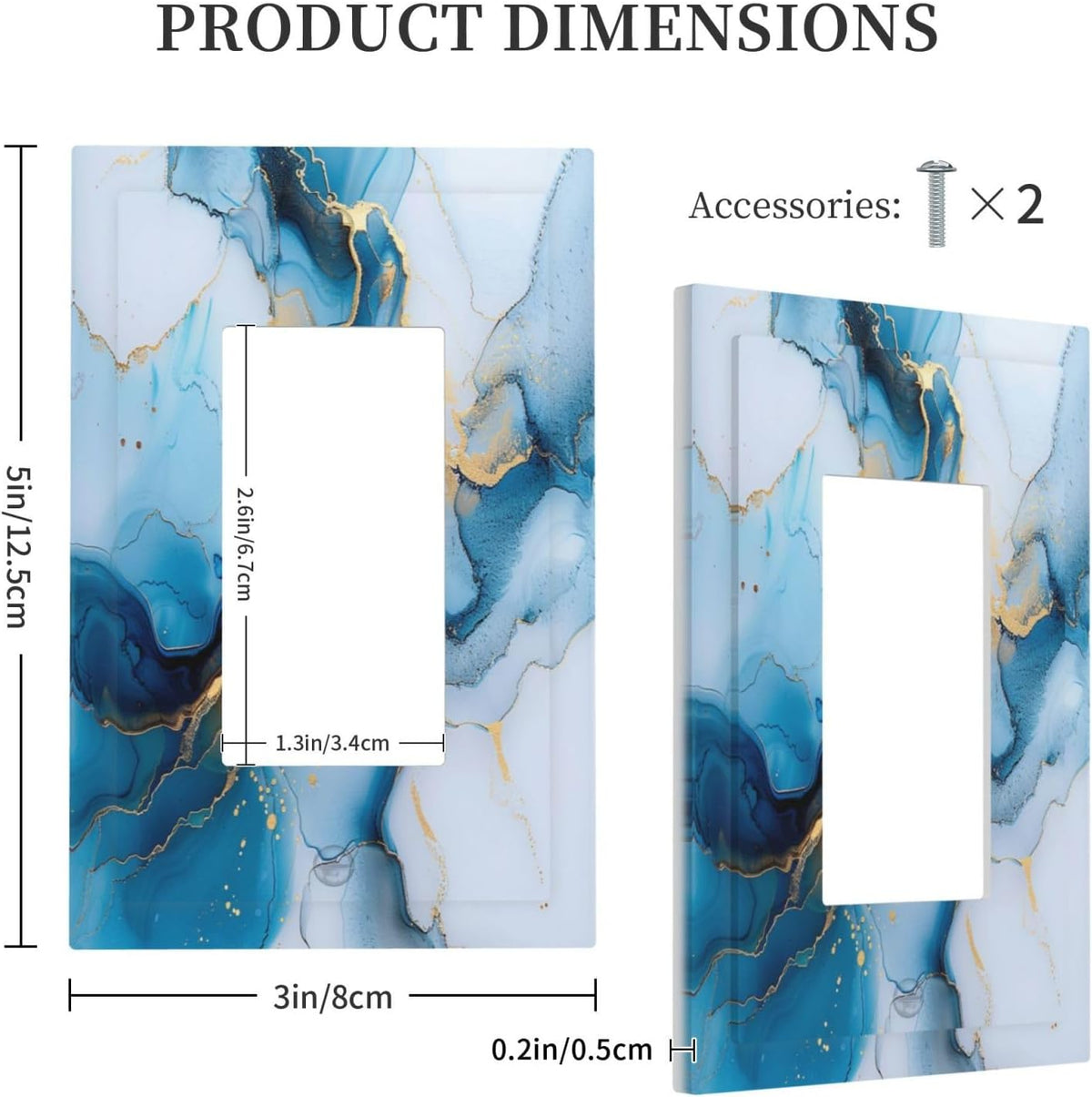 Decorative Outlet Covers Modern Abstract Blue Gold Line Marble 1 Gang Single Decora GFCI Device