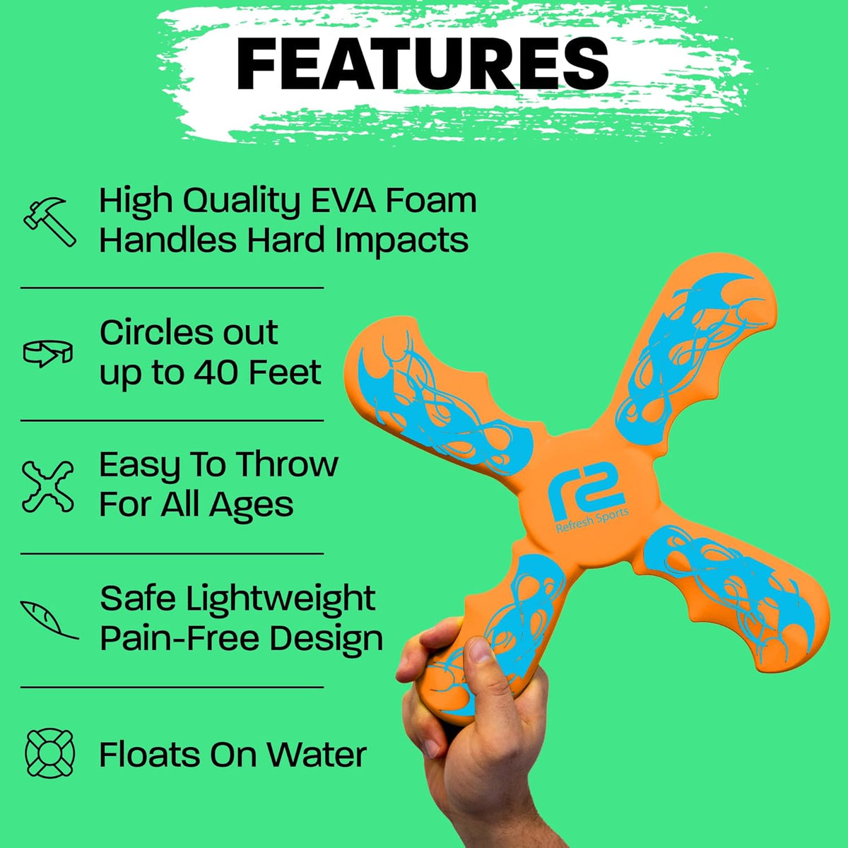Refresh Sports Soft Boomerang - Best Gifts for Boys & Girls - Fun Kid Stocking Stuffers & Holiday