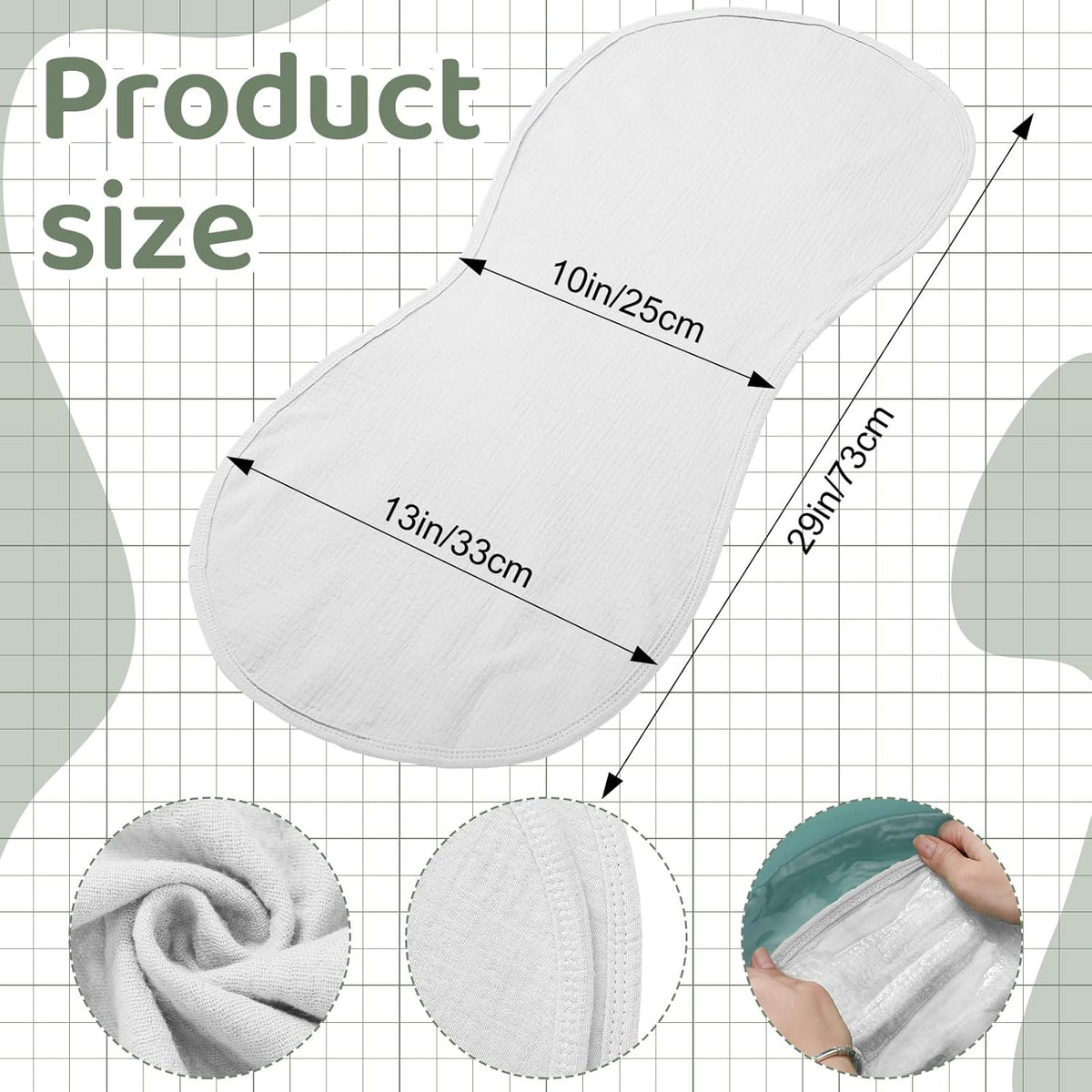 3 Pcs Changing Pad Liners Fits in Peanut Shape Changing Pad Waterproof Diaper Mats Organic Cotton