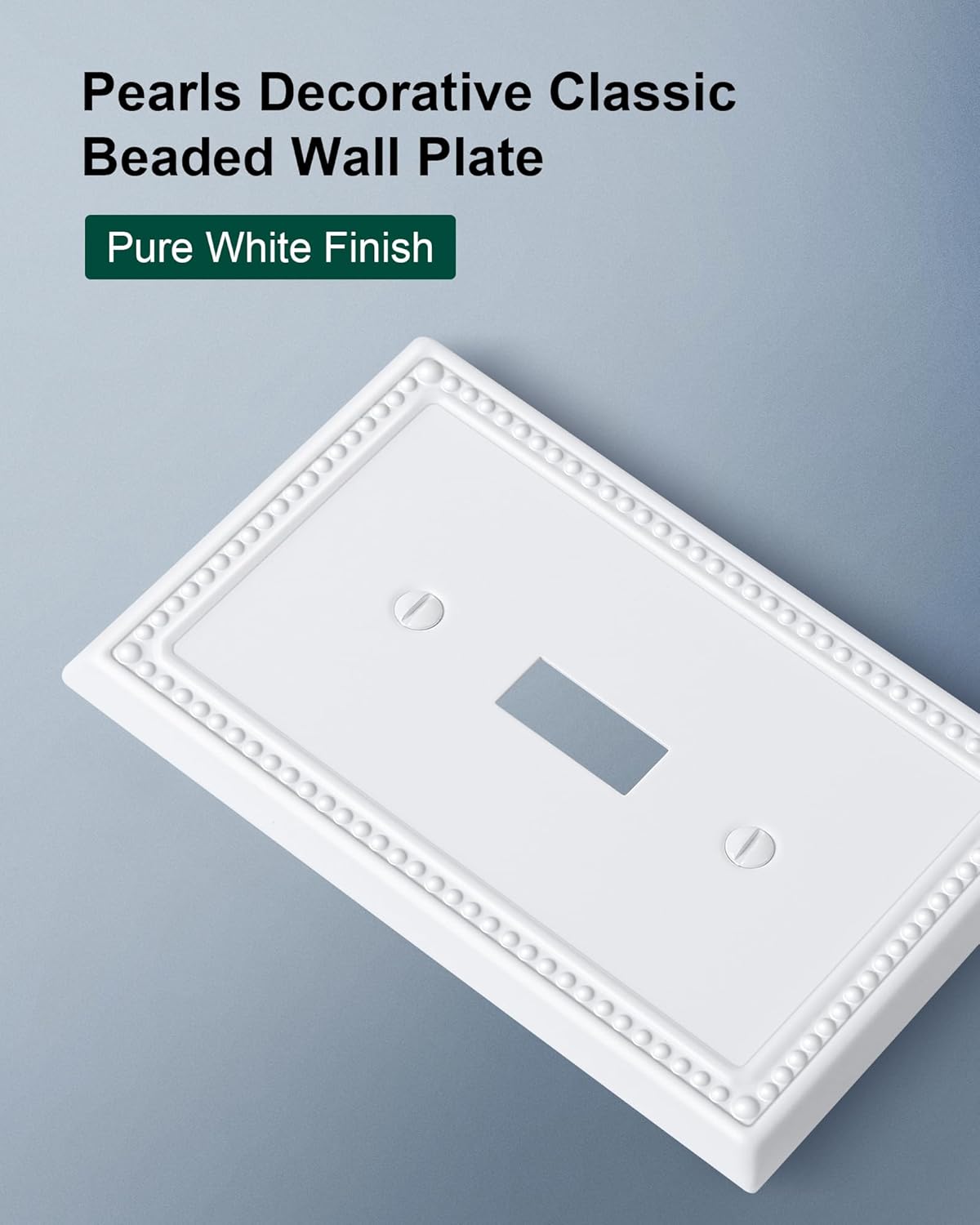 2-Pack Single Toggle Light Switch Cover Plate, Pearls Decorative Switch Plate Covers, Pure White 1