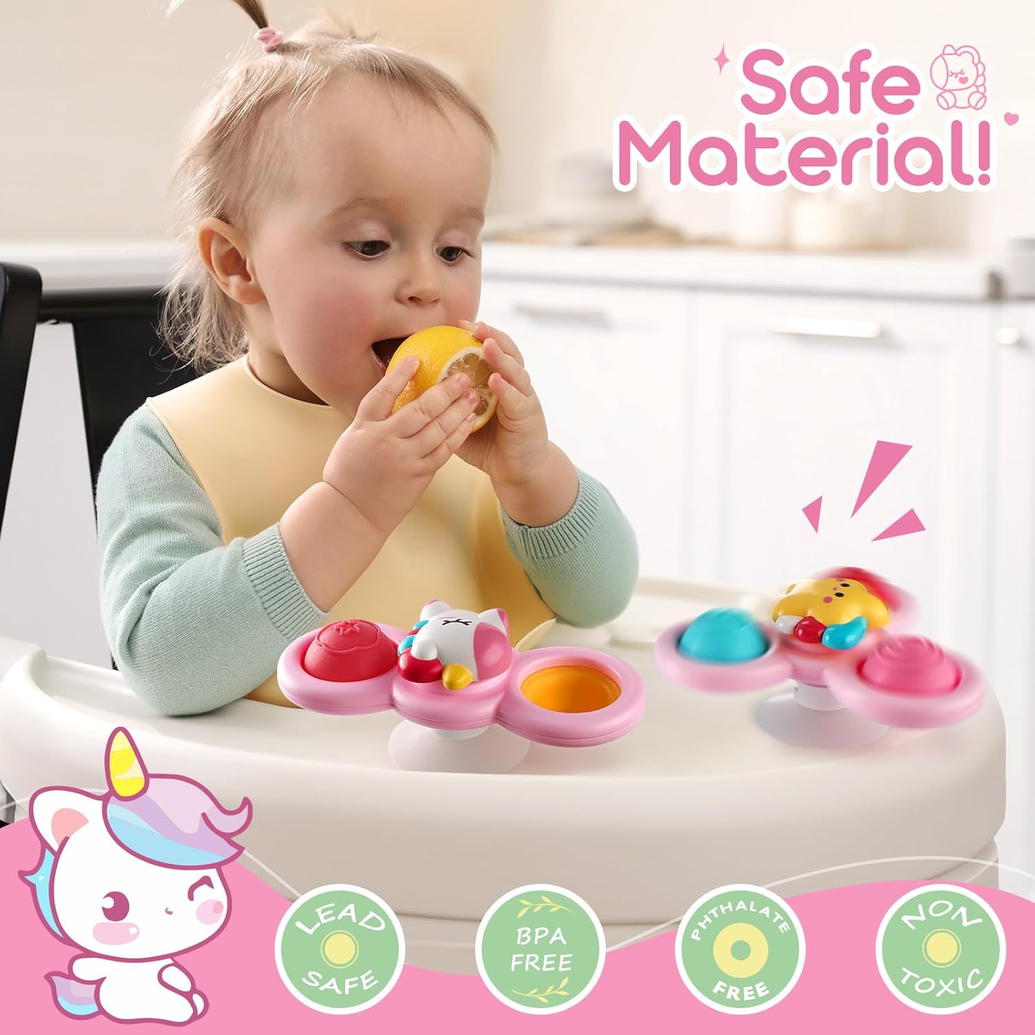 ALASOU 3PCS Pop Suction Cup Spinner Toys for 1 Year Old Boy Girl|Novelty Spinning Tops Toddler Toys
