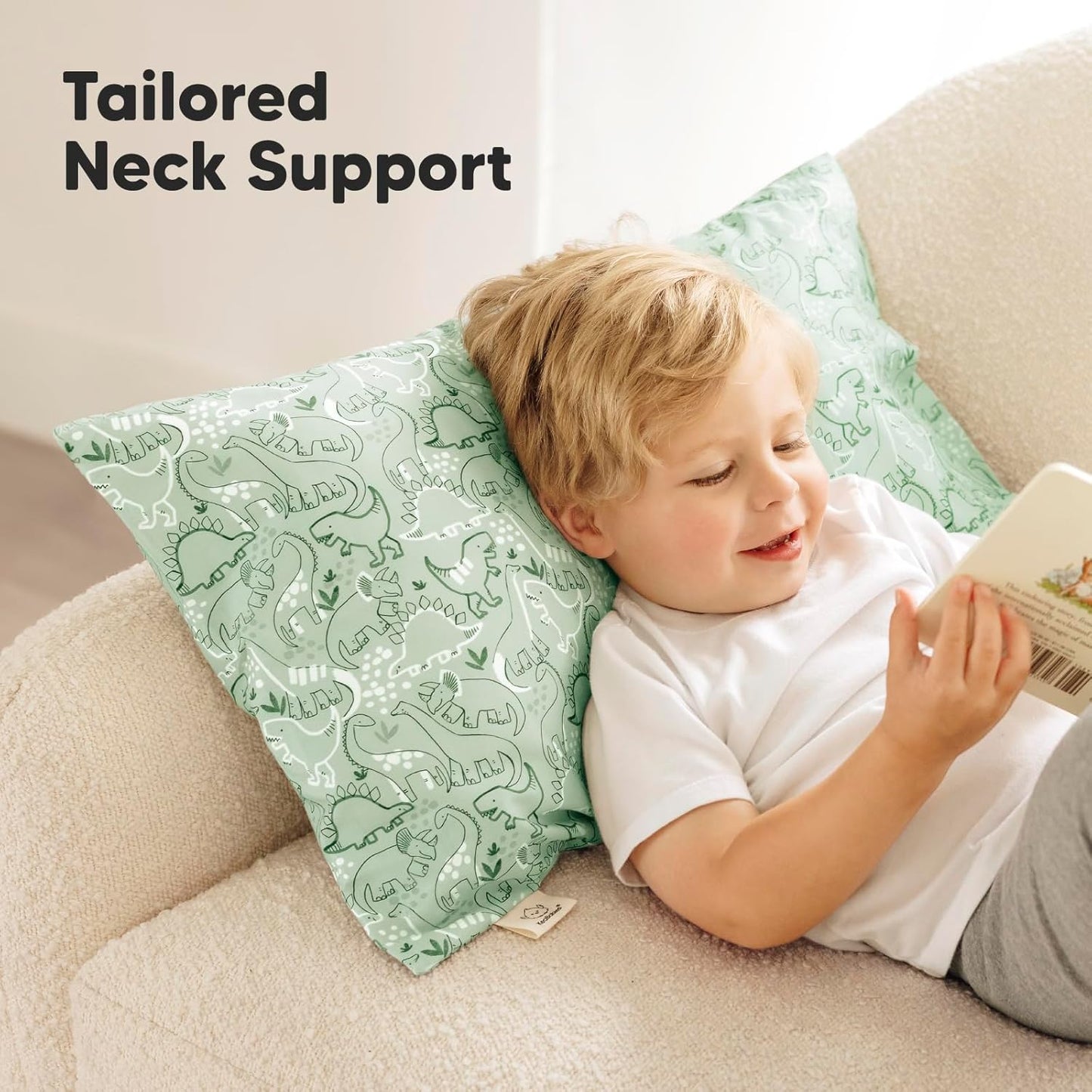 KeaBabies Toddler Pillow with Pillowcase, Jumbo 14X20 - Soft Organic Cotton Toddler Pillows for