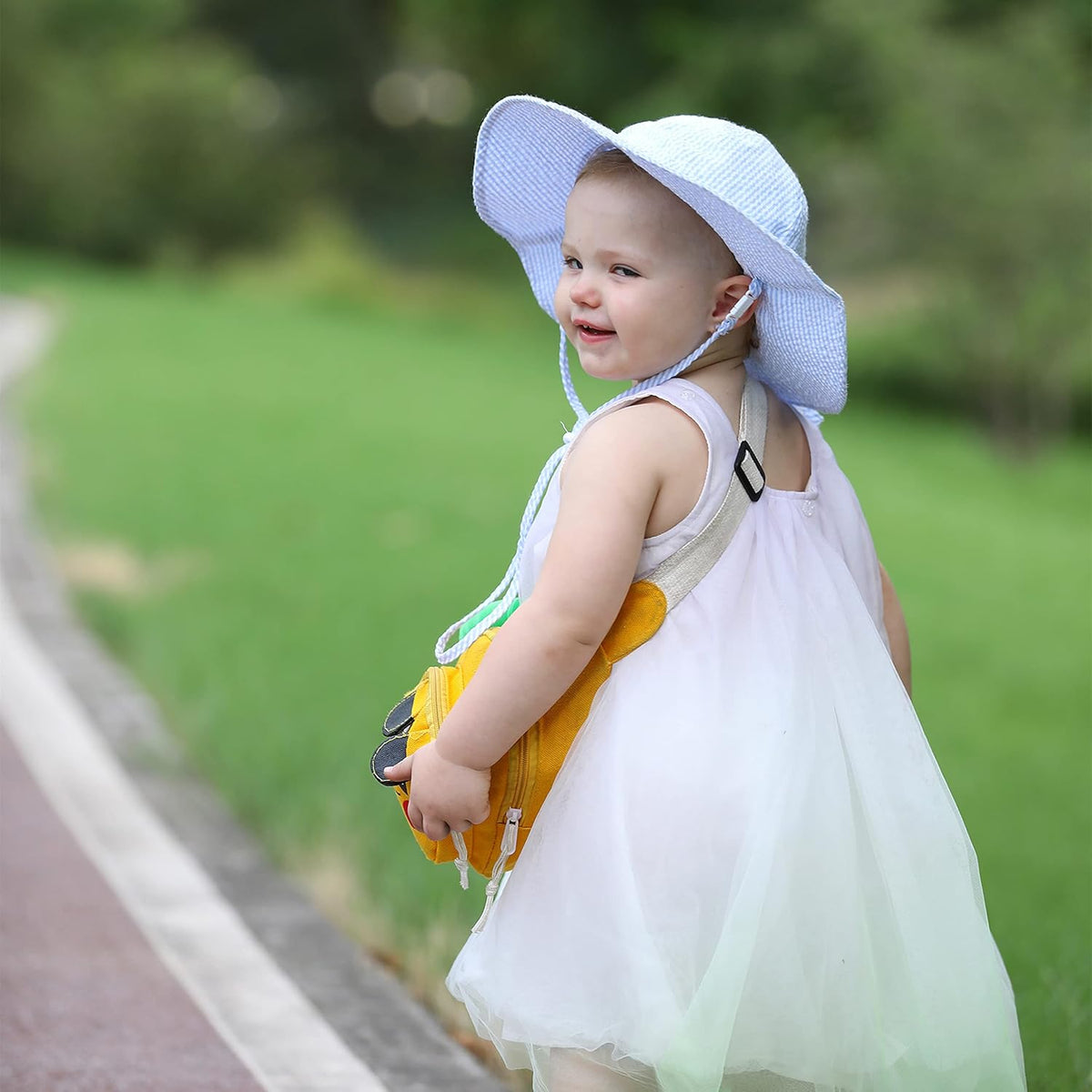 Baby & Toddler Wide Brim Sun Hats UPF 50+ Sun Protection Bucket Cap Cute Adjustable Hat in