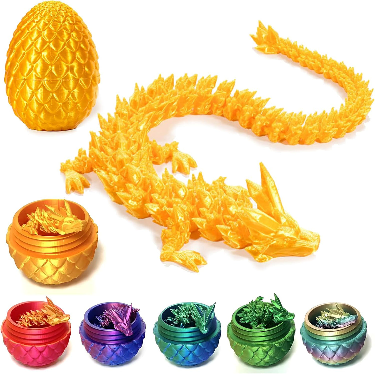 3D Printed Dragon Egg,Mystery Crystal Dragon Fidget Toys,Articulated Dragon,Home Desk Decor Easter