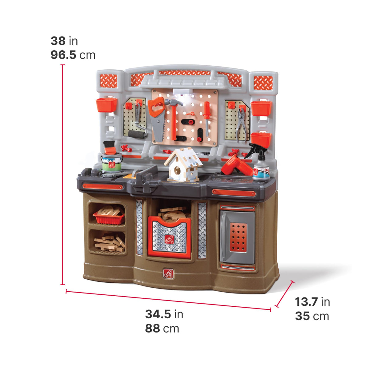 Step2 Big Builders Pro Workshop for Kids, Indoor/Outdoor Tool Bench for Children, Interactive Play