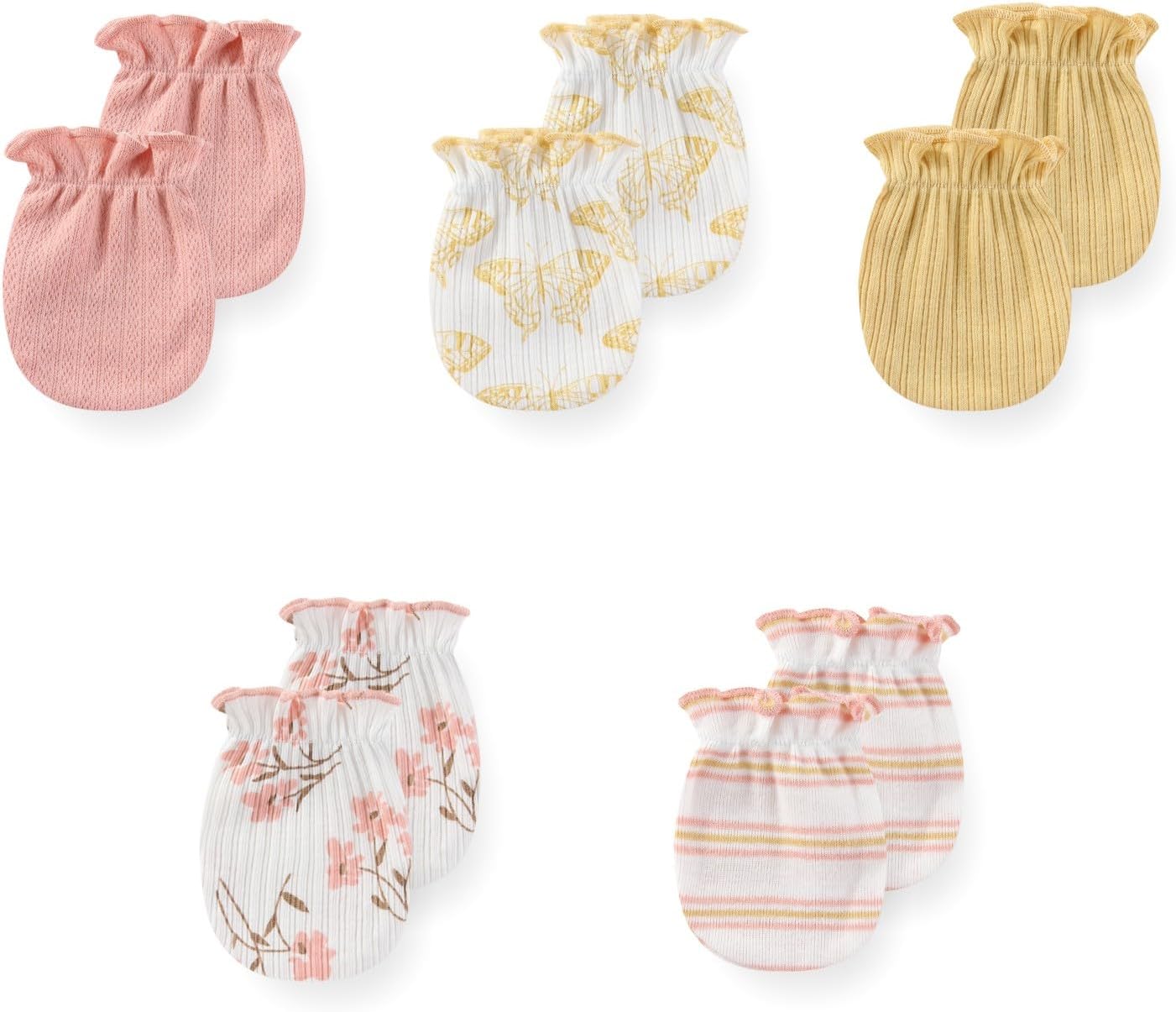 5 Pack Unisex New Born Boy Girls No Scratch Mittens Cotton Soft Baby Gloves Accessory 0-3 Months