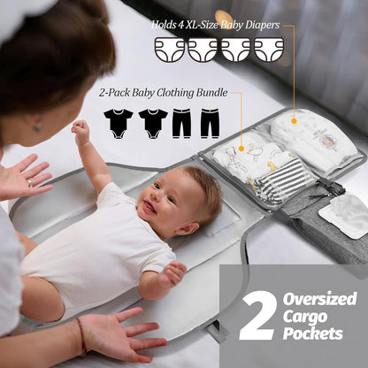 PZU Portable Diaper Changing Pad - Changing Pad Portable with Wipes Pocket, Waterproof Diaper