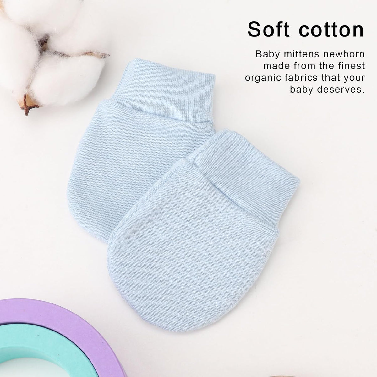 Newborn Baby Mittens No Scratch Cotton Elastic Wrist Gloves Infant Toddler Mittens for Baby Boy