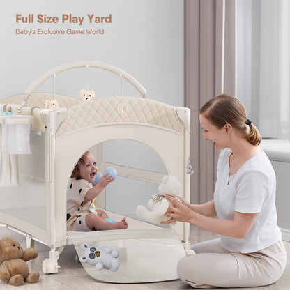 4 in 1 Baby Bassinet, Pack and Play, Bedside Crib Sleeper, Diaper Changer - Comes with Mattress