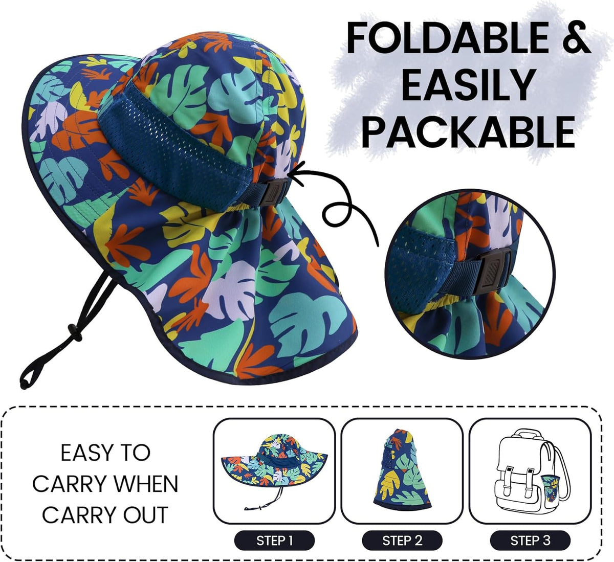 Baby Sun Hat with Neck Flap for Sun Protection Toddler Beach Hat UPF 50+ Outdoors 0-6 Years Boys