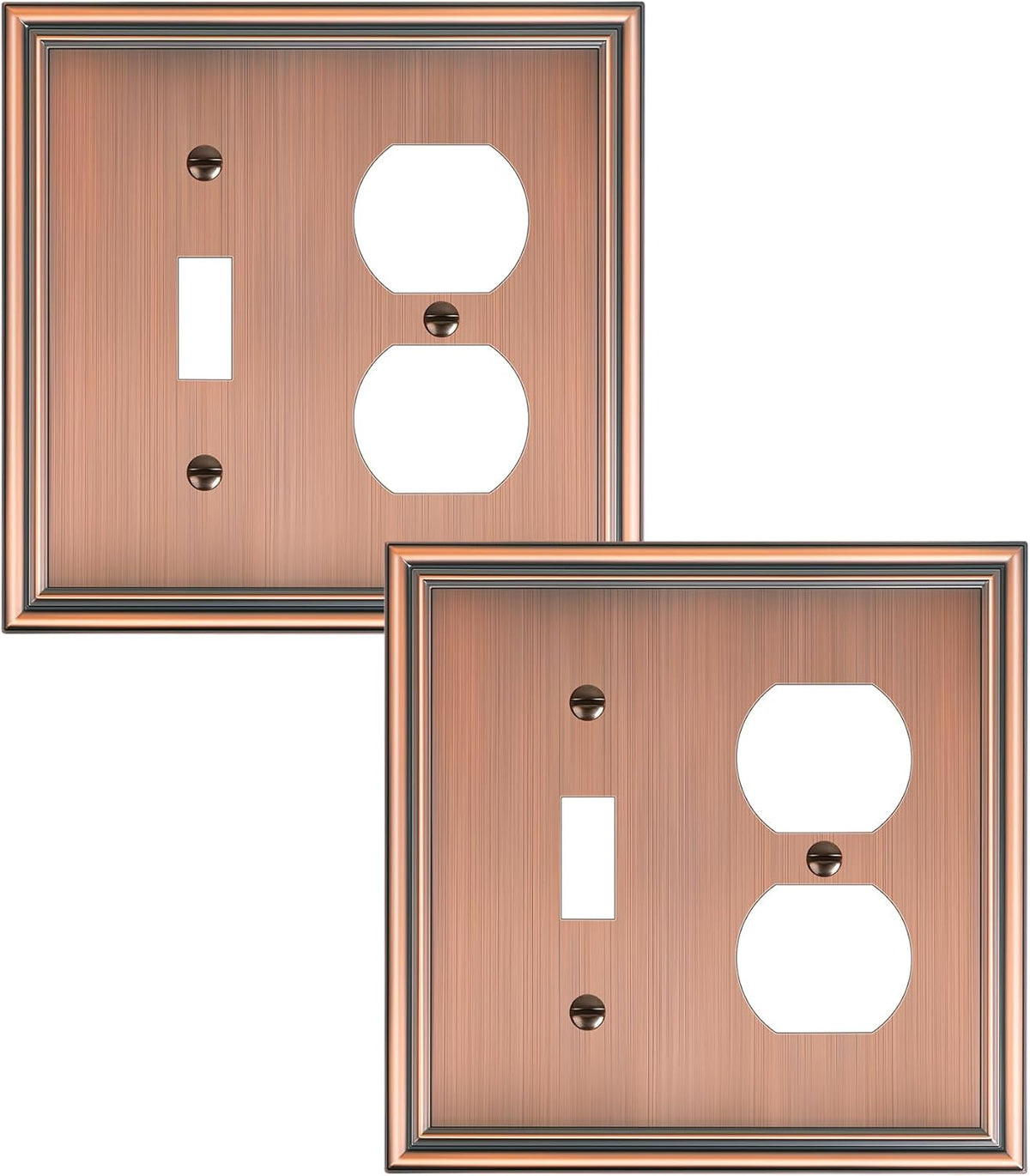 2-Pack Combo Toggle/Duplex Light Switch Cover Plate, Antique Copper Wall Outlet Cover Plate