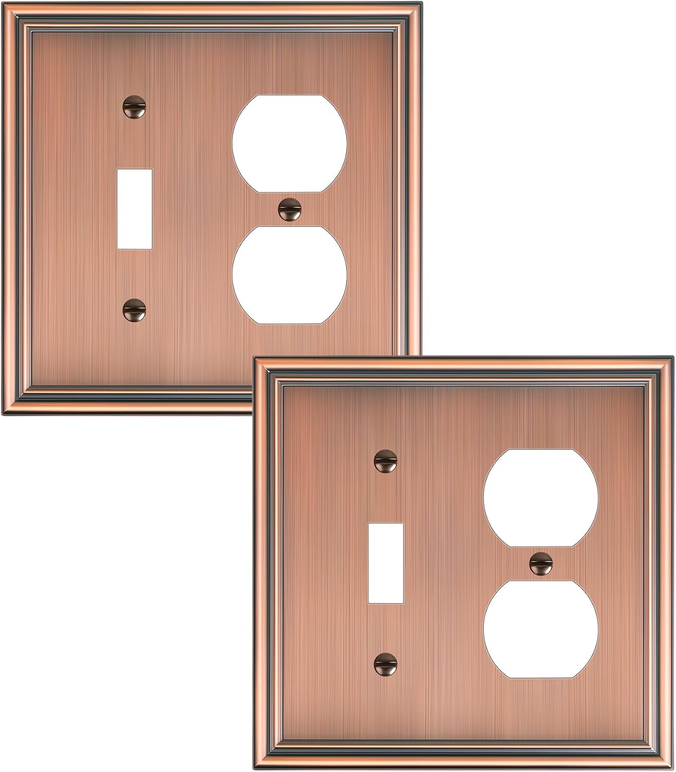 2-Pack Combo Toggle/Duplex Light Switch Cover Plate, Antique Copper Wall Outlet Cover Plate