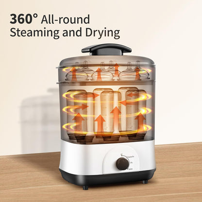 Baby Bottle Steamer, 3-in-1 Bottle Steamer and Dryer, Easy One-Dial Control Electric Steam Bottle