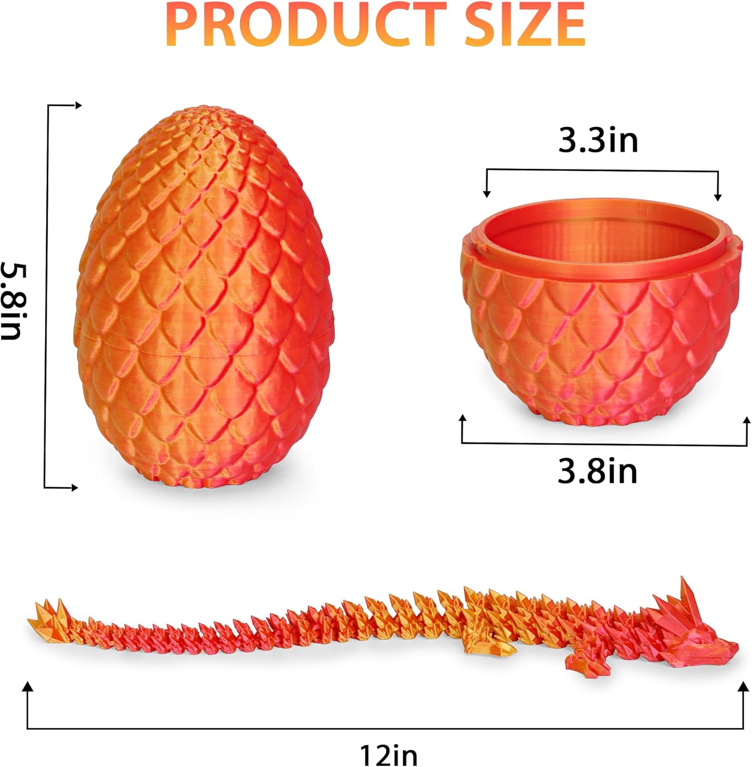 Dragon Eggs with Dragon Inside, 3D Printed Surprise Funny Gifts for Kids, Boys, Girls, Articulated