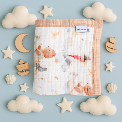 Organic Cotton Muslin Baby Blanket for Boys and Girls - Luxurious Soft Toddler Quilt for Swaddling