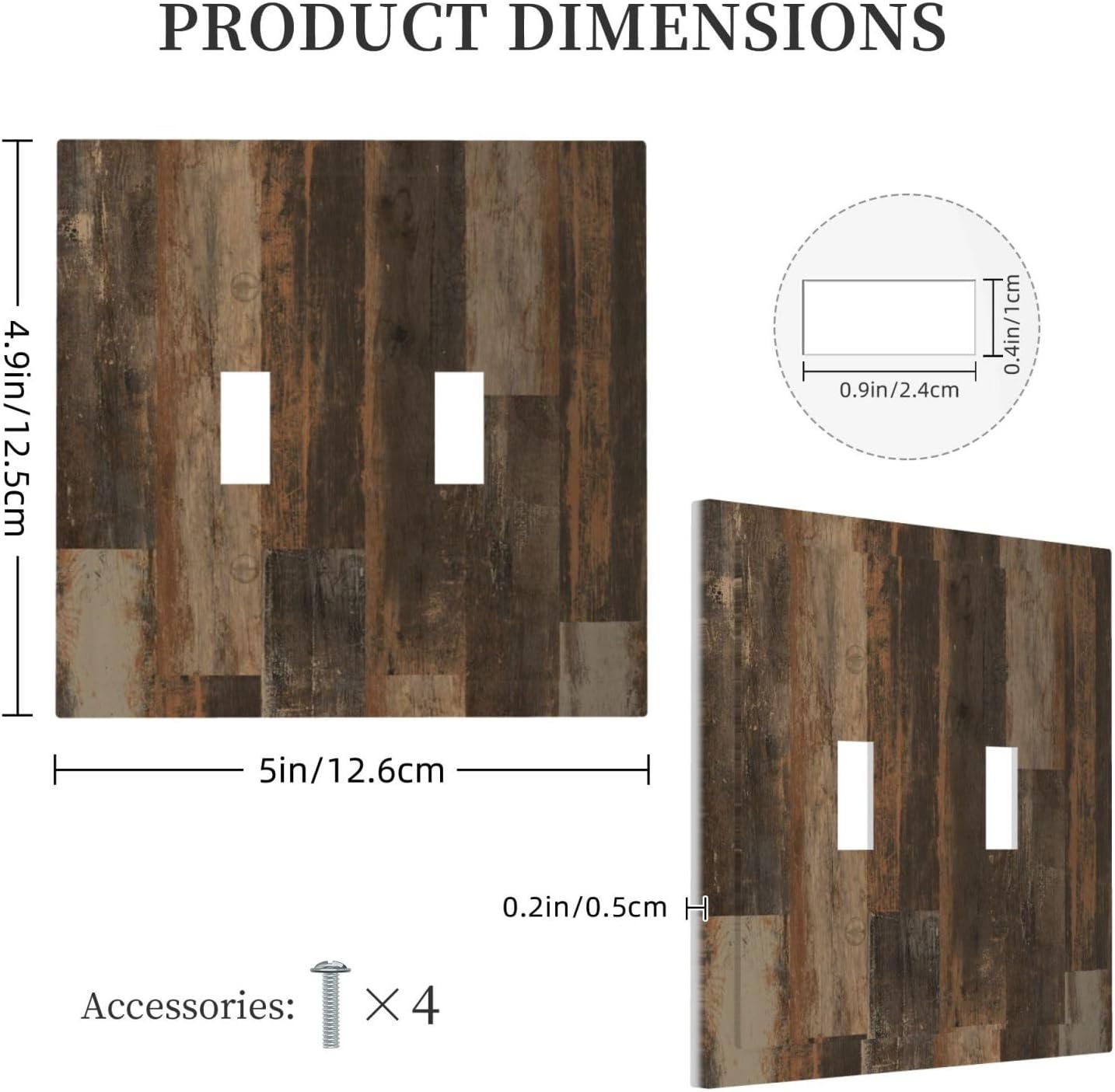 Rustic Brown Wood Grain Dark Oak Decorative Switch Plates 2 Gang Double Toggle Outlet Light Switch