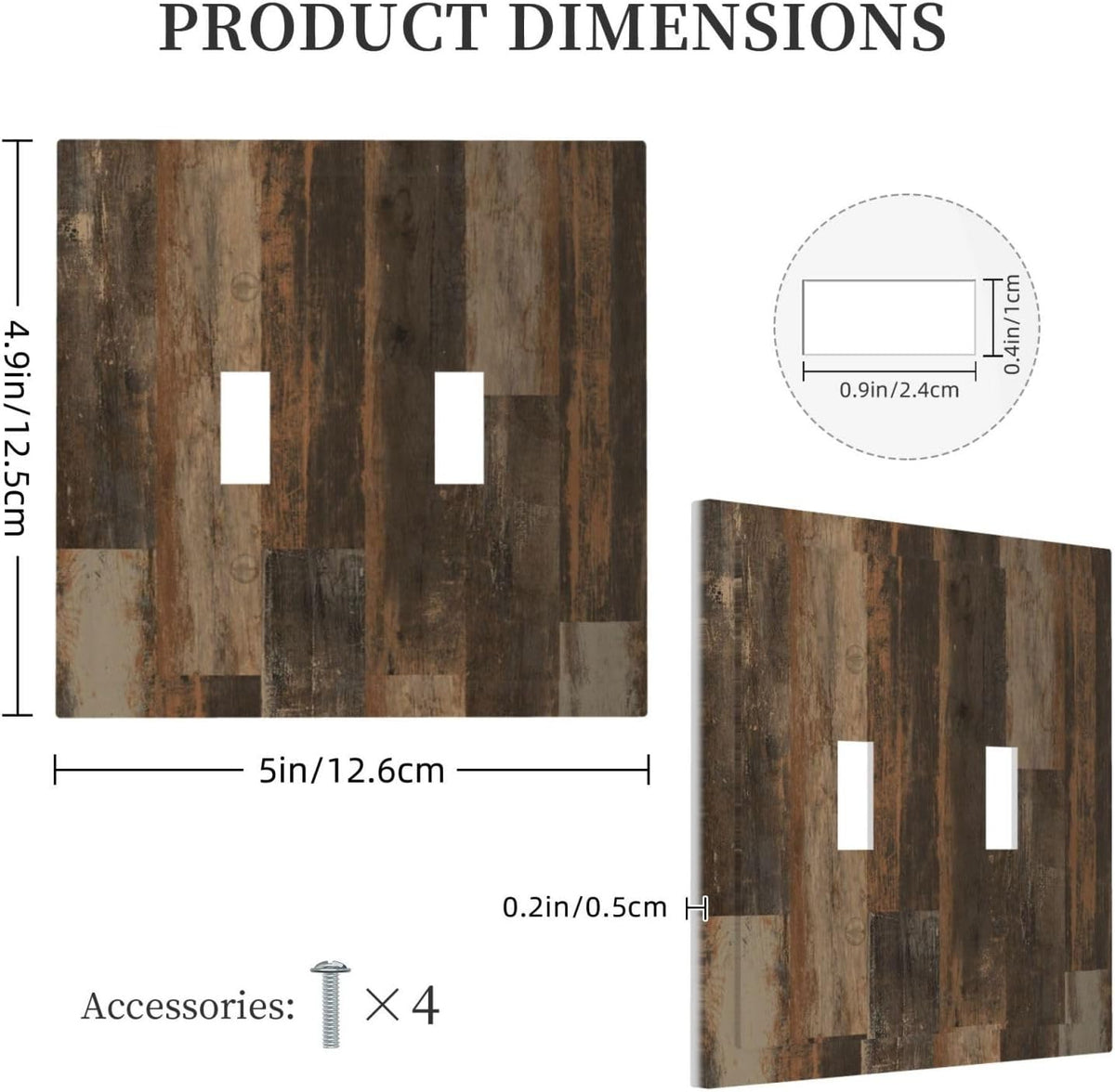 Rustic Brown Wood Grain Dark Oak Decorative Switch Plates 2 Gang Double Toggle Outlet Light Switch