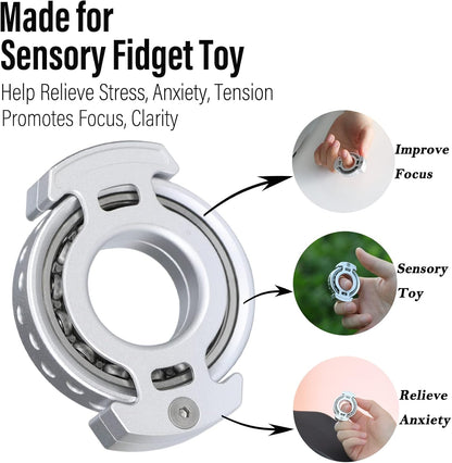 FREELOVE Ring Fidget Spinner for Adults, Men Finger Haptic Roller, Small Metal Clicker Toys, Ball