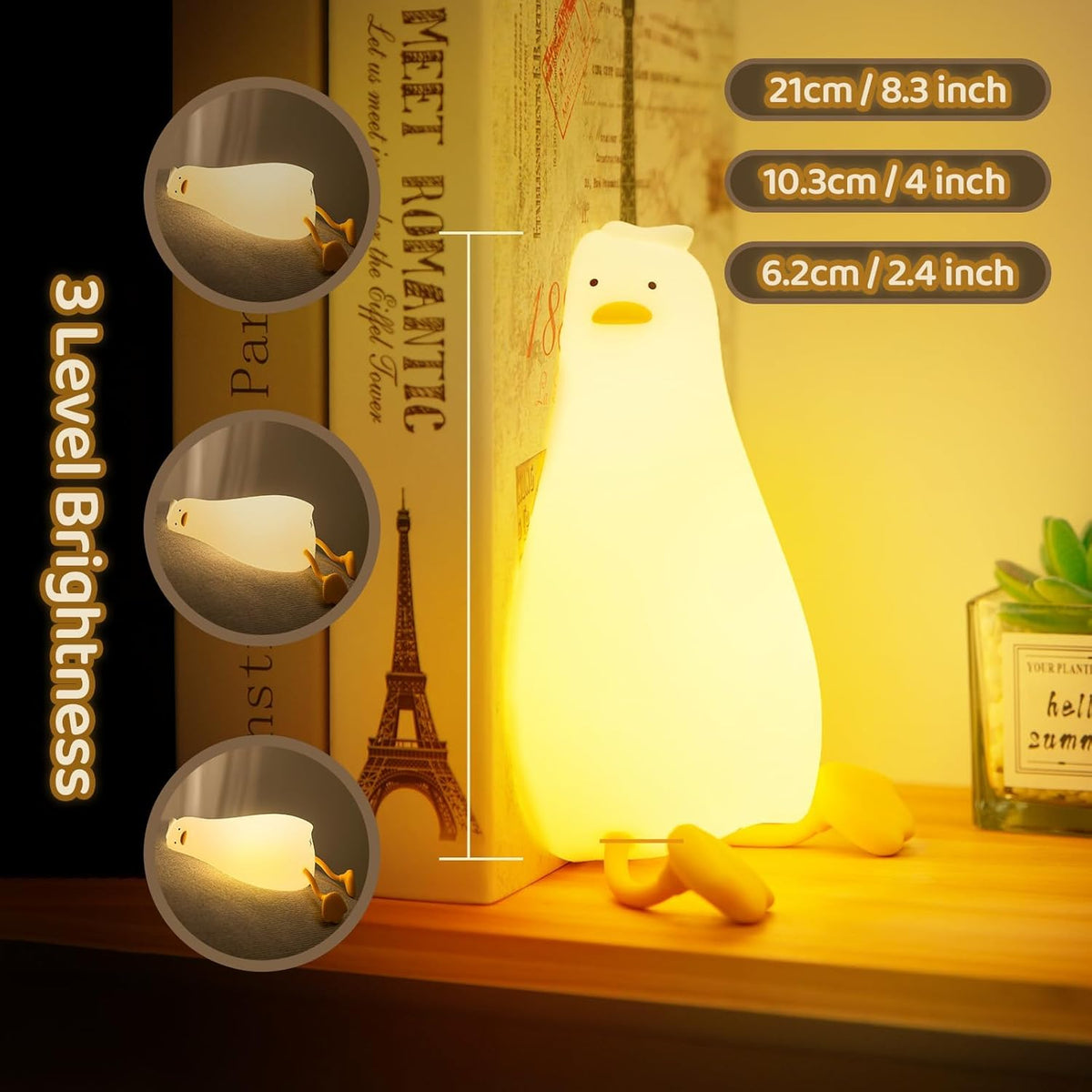 Existential Crisis Duck Lamp - 3-Level Dimmable Rechargeable Night Light for Kids Breastfeeding &