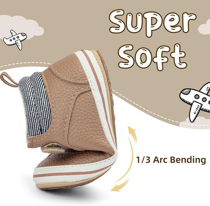 Baby Boys Girls Non-Slip Rubber Sole High-Top PU Leather Infant Sneakers Toddler Crib First Walker