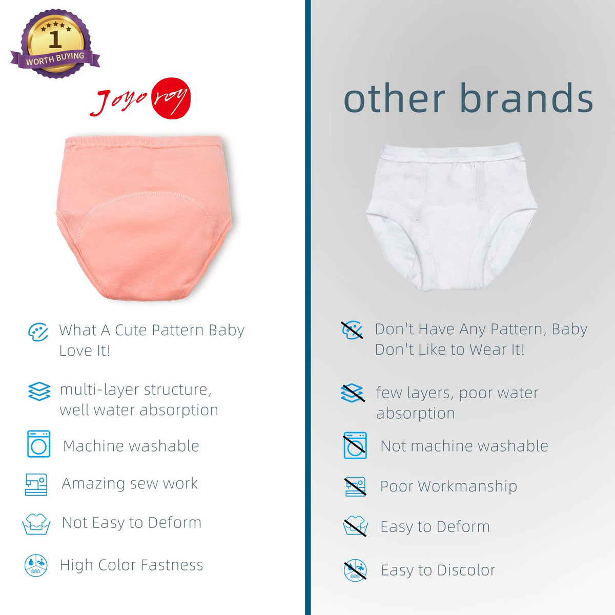 Joyo roy 6Pcs Toddler Underwear Training Panties Training Pants 2T Toddler Underwear Girls 2T