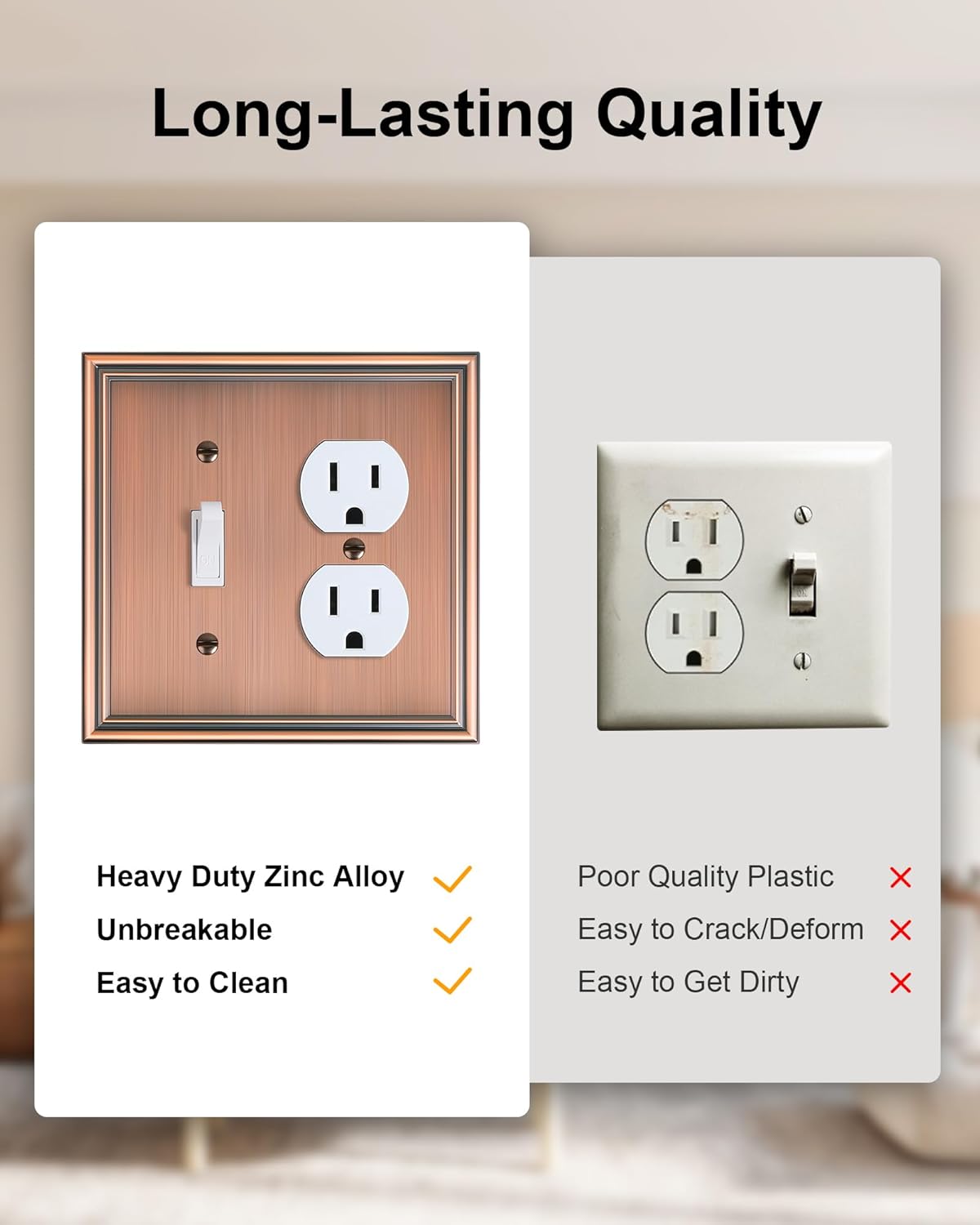 2-Pack Combo Toggle/Duplex Light Switch Cover Plate, Antique Copper Wall Outlet Cover Plate