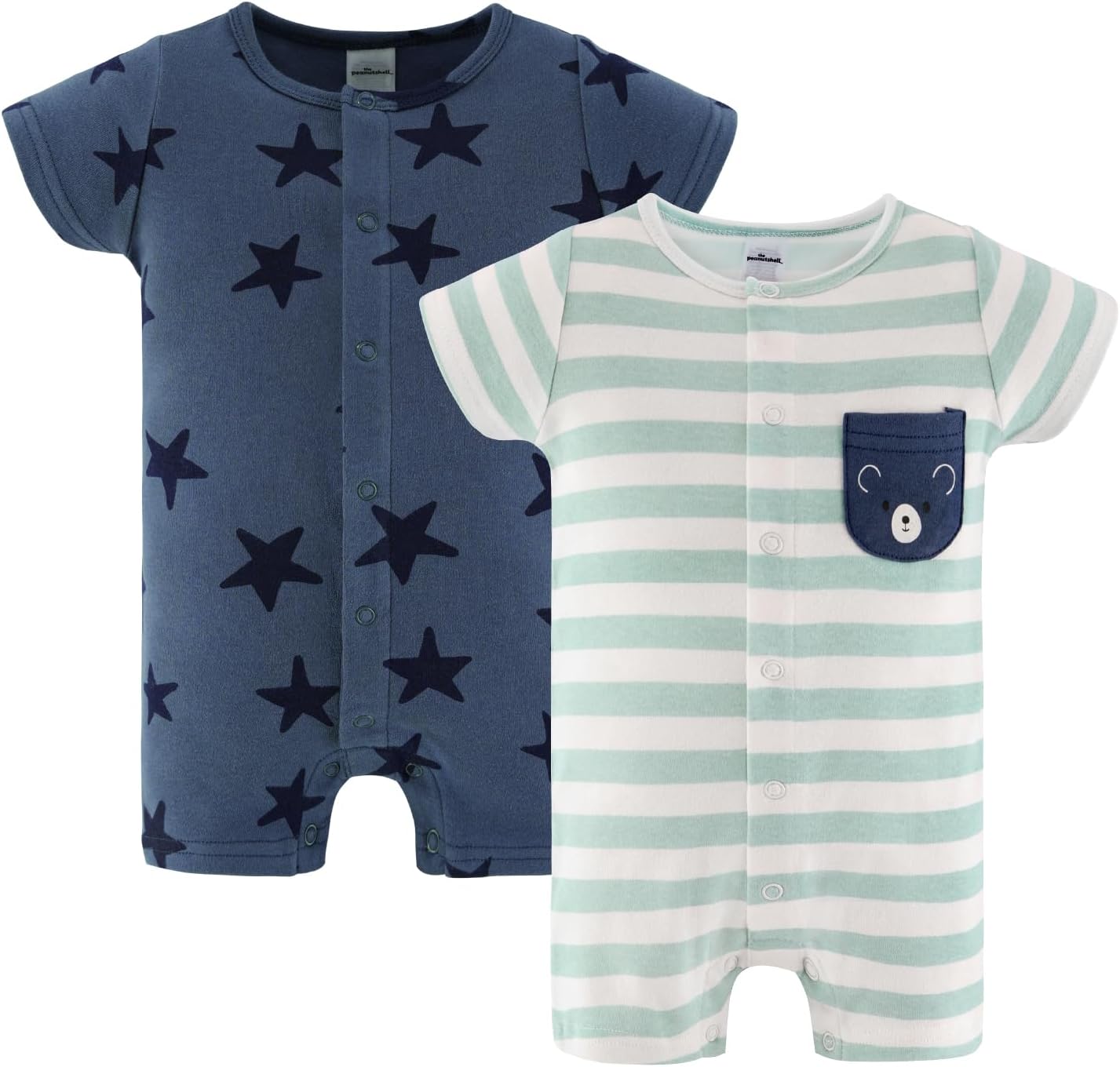The Peanutshell Baby Boy Rompers 2 Pack - 100% Cotton Clothes, Rompers for Newborn, Infant, and
